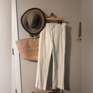 Le Château 100% Linen Trousers – White Wide Leg Summer Pants – Size 29